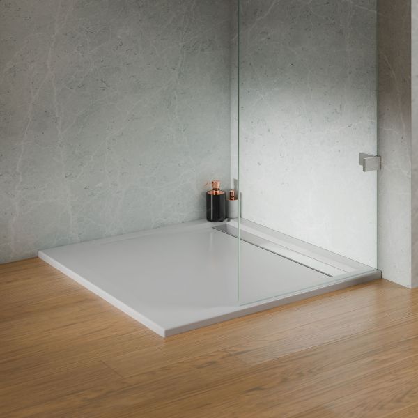 Classic Line extra flach - Ablaufrinne schmal, Quadratduschwanne, Milieu