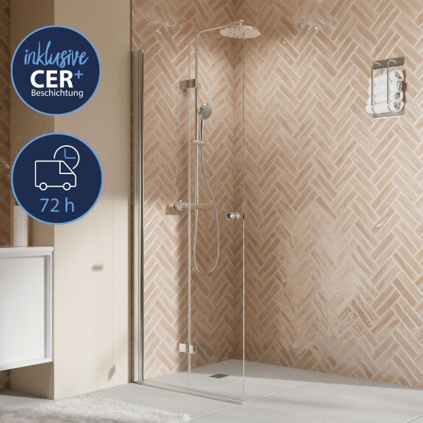 QUICK 72 Elana 2.0 rund Drehfalttür 2-teilig Walk-In, Anschlag links